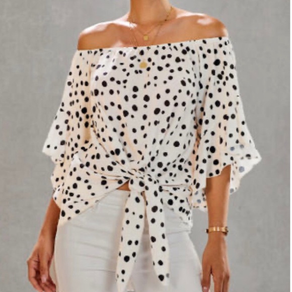 Tops - Boho Off Shoulder Tie Front Top